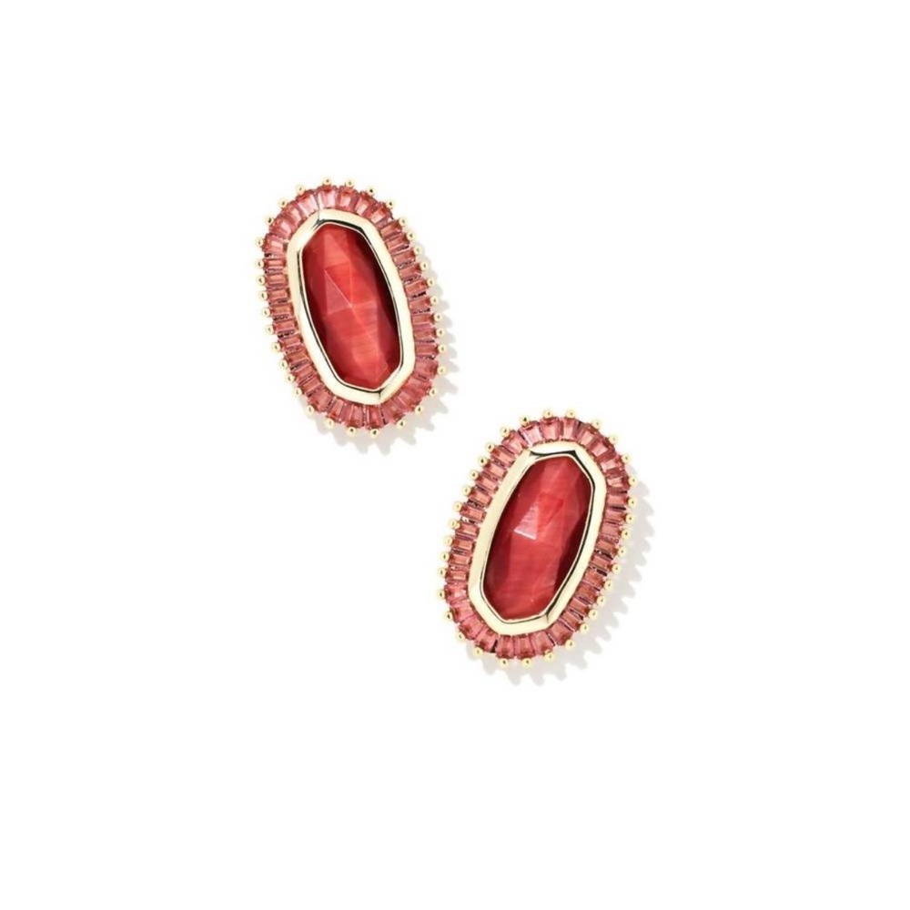 NEW Kendra Scott baguette ELLIE dark red stud earrings.